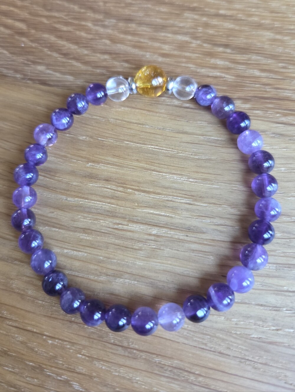 Amethyst & Citrine Beaded Stretch Bracelet | Handmade